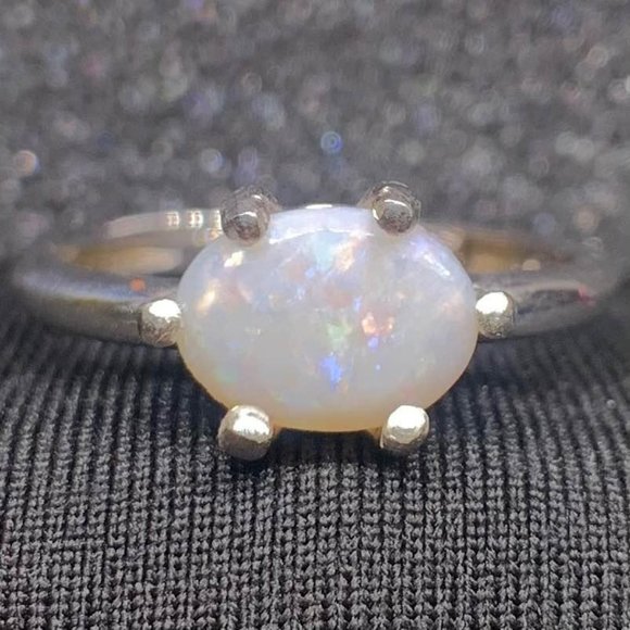 Bright Milky Adjustable Opal Ring Coober Pedy Australian Opal Custom Handmade - Picture 1 of 6